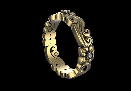 filigrana diamante banda ring 02 anillo imprimible joyería joya plata turco Clásico oro retro lujo diamantes mujer compromiso anillos 3d print model - Mito3D