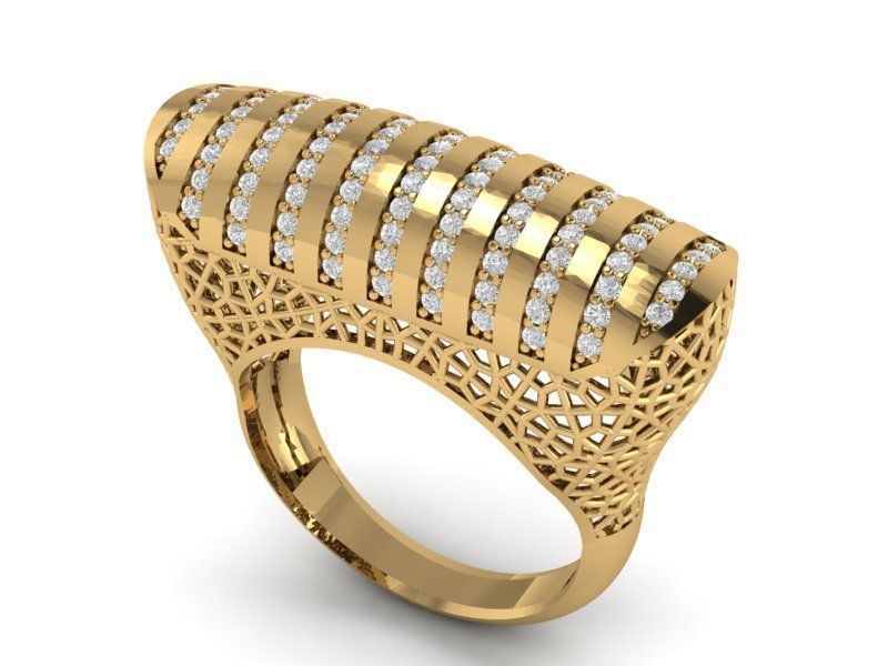 filigree diamond ring jewellery wedding engagement gold fashion free jewelry rings 3D print model - Mito3D