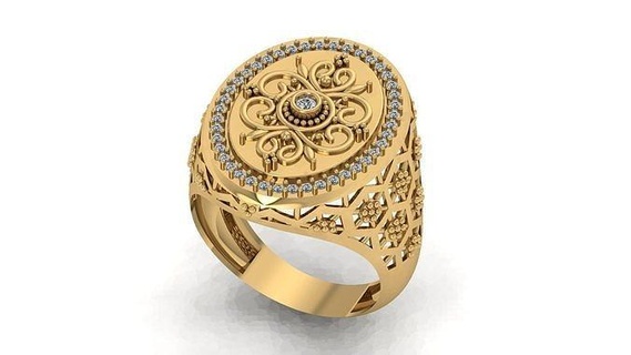 filigran Ring Schmuck Ringe druckbar Diamant Juwel Platin Sterling Gold Solitär Weiß Filigran Fillegriring 3d print model - Mito3D