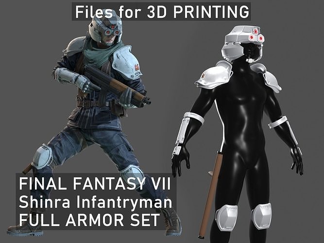 fantasia 7 Shinra soldado infantaria armaduras conjunto vii personagem cosplay nuvem jogos brinquedos acessórios 3D print model - Mito3D