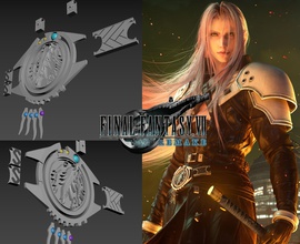 final fantasy vii remake sephiroth buckles one winged angel buckle pendant cosplay costumes hobby diy character game art black wind 3d print model - Mito3D