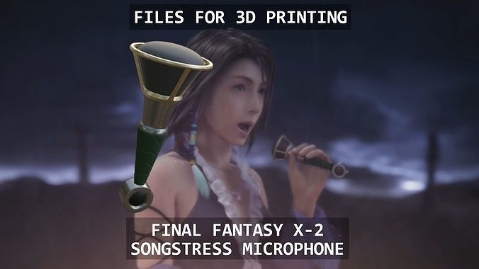 fantasia x 2 cantora microfone personagem jogos brinquedos cosplay imprimível yuna acessórios 3D print model - Mito3D