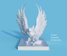finalmente amor escultura romance imprimible humano masculino hembra ángel pareja alas estatua boda hombre corazón pluma arte esculturas 3d print model - Mito3D