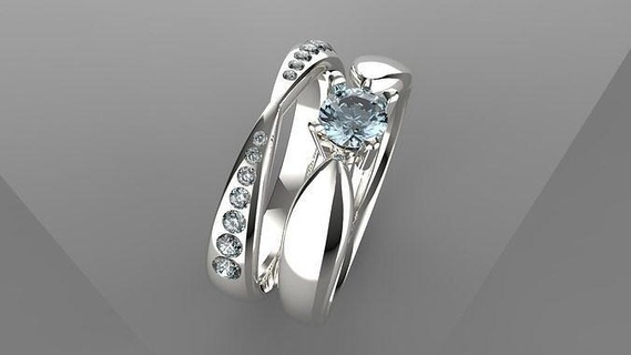 or bague anneaux engagement bijoux diamant bijou mode engagem goujat calcul beauté argent solitaire brillant 3d print model - Mito3D