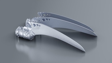 finger claw toy steel sharp knife bladed weapon cutting tool arm iron chrome metallic hand 3dprint blade sword games toys 3d print model - Mito3D