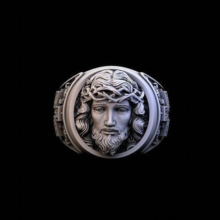 finger ring jesus bildhauerei schmuck silber sterling druckbar ringe skulptur christentum kreuz religion 3d print model - Mito3D