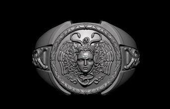 dedo anillo medusa gorgona unisexo joyería joya lujo clásico retro oro anillos 3d print model - Mito3D