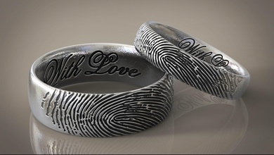 huella dactilar anillo boda amor stl 3d modelo arte moda joyería joya imprimible anillos plata dedo huellas dactilares te quiero original dia importante oro 3d print model - Mito3D