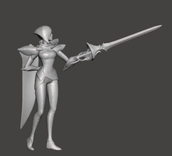 fiora 3d modèle femme portant épée lol ligue of légendes sauvage crevasse jeux jouets 3d print model - Mito3D