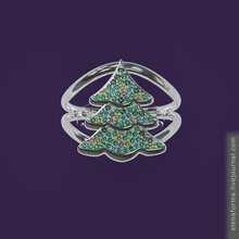 köknar Noel ağaç yüzük balıksırtı sembol yeni yıl altın gümüş halkası döşemek taşlar yuvarlak Colourgems çağdaş tasarım mutlu Noeller çam ağacı değerli Aşk romantik takı yüzükler 3d print model - Mito3D