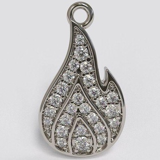 fire charm 3d tinder jewelry jewellery pendant pendants diamond diamonds flame candle silver printable 3d print model - Mito3D