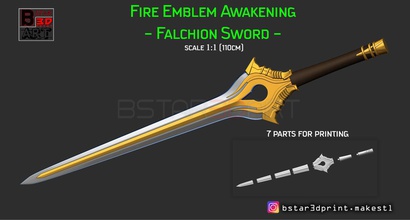 fire emblem awakening falchion sword - weapon cosplay emble game toy accessories games toys 3d print model - Mito3D