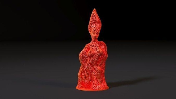 fuego niña mujer bailando estatuilla voronoi decoración baile Arte imprimible humano impresión 3d estatua hermoso lindo casa esculturas 3d print model - Mito3D
