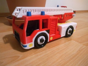 camión de bomberos juguete juegos-juguetes diyproject ladderfiretruck heavytruck fullyprintable fuego la escalera asamblea juegos los juguetes noglue 3d print model - Mito3D
