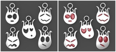 fireballs collection - pendants jewelry fireball pendant body accessories funny gift silver metal wood stone printable necklace gem cartoon ghost woman female jewelley color 3d print model - Mito3D