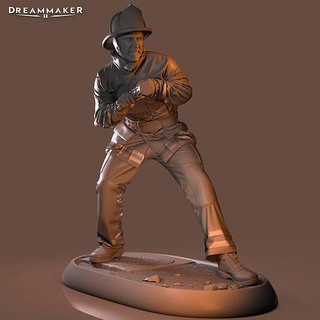 firefighter action fire fireman emergency rescue safety flame hero art sculptures 3d print model - Mito3D