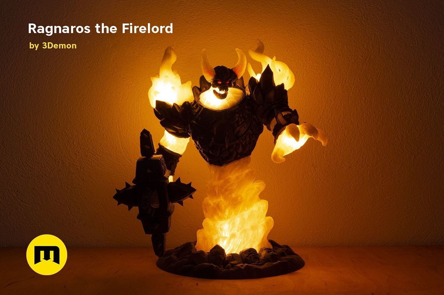 ateş lordu lamba şekil ragnaros alev iblis şeytan patron warcraft vay led ikea hacks ışık temel gece oyunlar oyuncaklar 3D print model - Mito3D