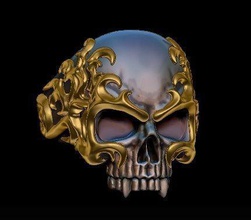 calavera fuego anillo cráneo original vampiro gótico hueso anatomía oscuro mágico horror víspera santos dracula americano motociclista barato gratis joyería joya anillos 3d print model - Mito3D