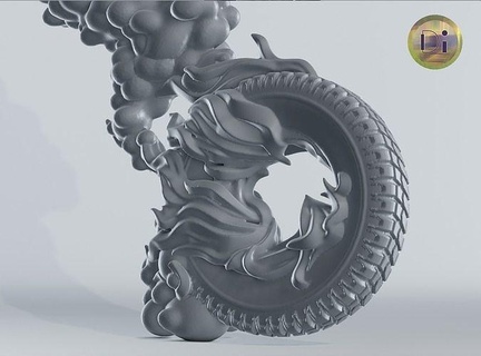 iniciador fuego ardiente rueda loco manejar rápido quemar carretera toon dibujos animados cómic contemporáneo Arte esculturas diseño interior frio raro debilitar 3d print model - Mito3D