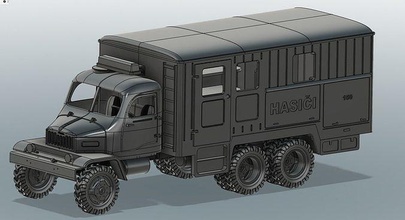 camión bomberos remolque praga v3s añadir vehículo envío coche vehiculo logística retro 3dprint caja bombero militar paquete pasatiempo bricolaje diy automotor 3d print model - Mito3D