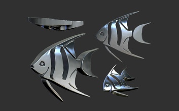 fish 3d model on chain sea aquatic fishing aquarium zbrush jewelery ocean water nature creature gold silver jewelry pendants 3d print model - Mito3D