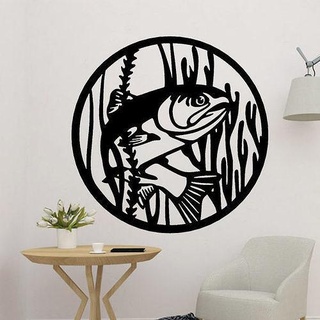 fish decor wall decoration art sculpture home furniture drawing silhouette black white 3d print model - Mito3D