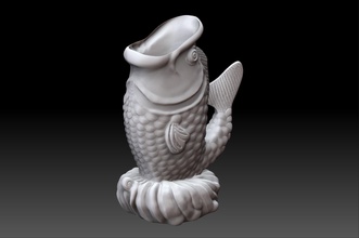 pesce incenso statua onda merluzzo arte sculture 3d print model - Mito3D