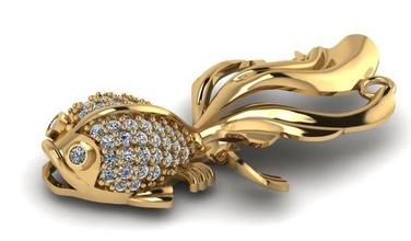 les poissons de bijoux pendentif l'anneau logo anneaux pendentifs versace d'impression la conception le monument art or platine téléchargement d'argent des colliers caiters gem diamant poulet 3d print model - Mito3D