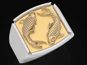 peixe homem anel escultura joalheria ouro prata imprimível esterlina moda beleza argolas jóias jóia projeto pingentes brilhando precioso luxo estátua 3d print model - Mito3D