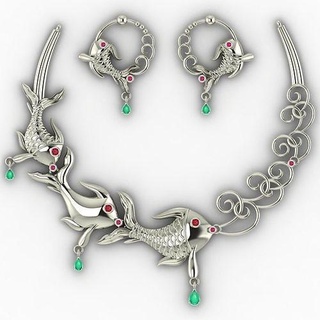 balık kolye takı altın yazdırılabilir gümüş elmas yüzükler mücevher düğün nişan yüzük kolyeler 3d print model - Mito3D