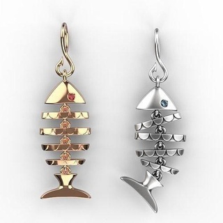 fish pendant fishing catch present toys animal nemo gold rhino silver pokemon necklace dangling mobile hook earrings jewelry pendants 3d print model - Mito3D