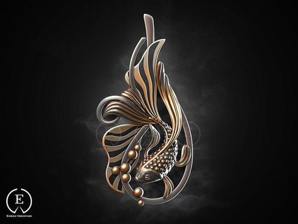 fish pendant gold fishpendant jewelry design 3dprint pendants 3d print model - Mito3D