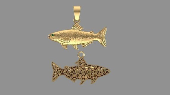 fish pendant gold silver fusion jewelry jeweller sea animals fashion organic pendants 3d print model - Mito3D