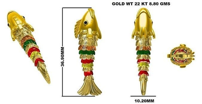 fish pendant jewelry 3dprint diamond printable silver gold jewel jewellery pendants 3d print model - Mito3D