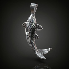 balık kolye sazan yakalandı gümüş hayvan su deniz nehir okyanus takı moda güzellik balıkçı tutma trincket 3d print model - Mito3D