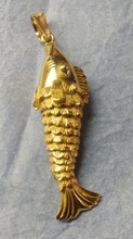 fish pendant movable jewelry gold design sculpture silver pendants 3d print model - Mito3D