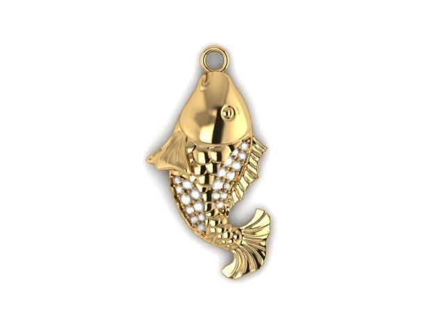 peixe pingentes ouro brilhando metálico joalheria prata 3D print model - Mito3D