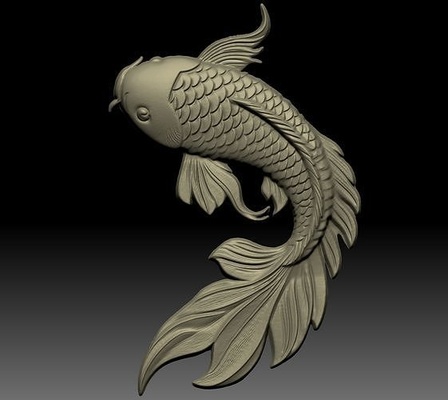 peixe alívio koi cnc arte madeira deco animal marinho mar artcam aspirar sinais logotipos ouro pingente anel prata pulseira esculturas 3d print model - Mito3D