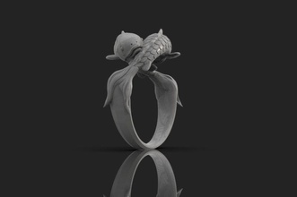 pez anillo joyería joya oro plata diamante Moda imprimible brillante belleza blanco animales compromiso escultura Arte 3d print model - Mito3D