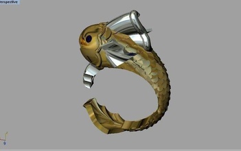 fish ring jewellery fashion 3dprint printable silver gold jewelry rings 3d print model - Mito3D