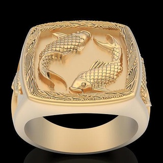 poisson bague animal argent or imprimable bijoux ours anneaux sterling diamant mode beauté animaux gemme nature 3d print model - Mito3D