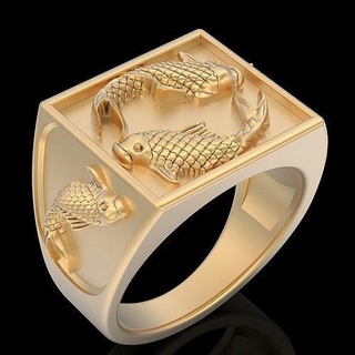 fish ring silver gold sterling printable jewelry 3d model design zbrush wedding engagement trend fashion fantasy animals sea white beauty rings 3d print model - Mito3D