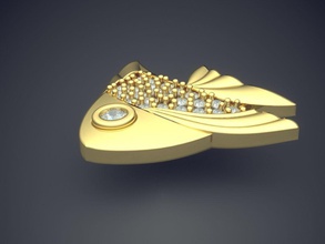 forma de peixe pingente diamantes cad-6137 jóias brilhantes o cad design detalhe diamante engajamento gem ouro jóia platina printable anel anéis prata casamento pingentes 3d print model - Mito3D