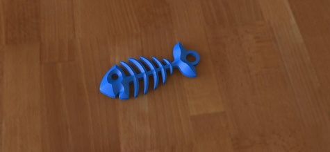 poisson squelette boucles d'oreilles mer bijoux porte clés pendentif 3d print model - Mito3D