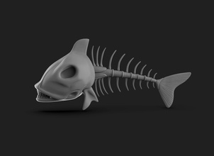 fish skelton underwater teeth animal art sea sharp swimming cutting piranha bones jewelry other 3d print model - Mito3D