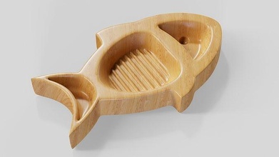 fish tray stl models cnc 3d printing wood handmade isolated retro one furniture nature plate seafood eco crockery food to serve beauty sea river dish house kitchen dining 3d print model - Mito3D