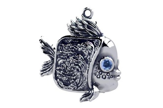 pesce in onda gemme oceano argento pendente gioielleria tempesta pioggia ciondoli 3d print model - Mito3D