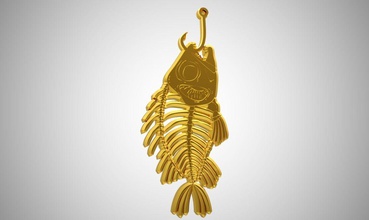 fishbone necklace jewelry bone pattern skull cause effect animal dead head sea death tail fishing ocean skeleton necklaces 3d print model - Mito3D