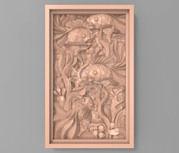 pesci tra alghe bassorilievo cnc art pesce i rossi mare le stagno acqua bas di soccorso la scultura formazione muffa 3d stampa stampabile Stampa obj stl sculture 3d print model - Mito3D