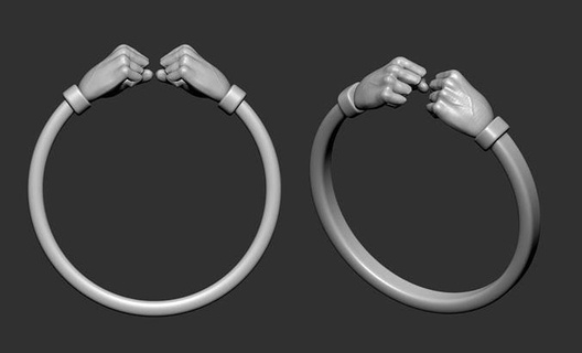 fist ring zbrush jewelry printable fashion beautiful hand rings bracelet 3d print model - Mito3D